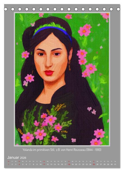Produktbild: Yolanda in der Kunstgalerie (Tischkalender 2026 DIN A5 hoch), CALVENDO Monatskalender