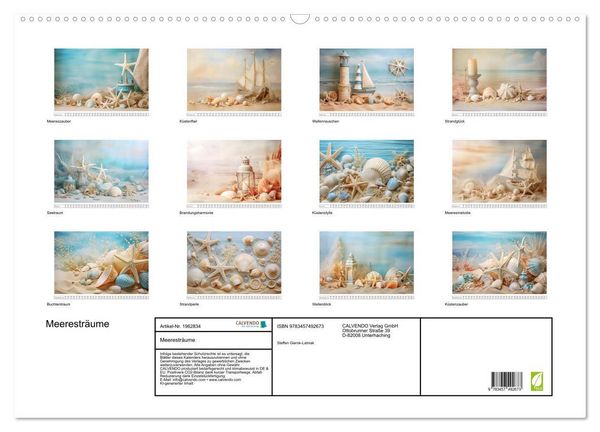 Produktbild: Meerestr&auml;ume (Wandkalender 2026 DIN A2 quer), CALVENDO Monatskalender