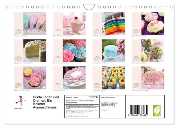 Produktbild: Bunte Torten und Cremen. Ein leckerer Augenschmaus (Wandkalender 2026 DIN A4 quer), CALVENDO Monatskalender