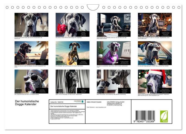 Produktbild: Der humoristische Dogge Kalender (Wandkalender 2026 DIN A4 quer), CALVENDO Monatskalender