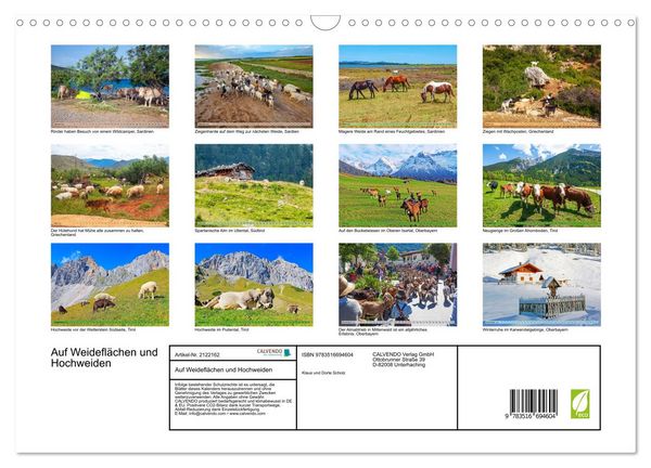 Produktbild: Auf Weidefl&auml;chen und Hochweiden (Wandkalender 2026 DIN A3 quer), CALVENDO Monatskalender