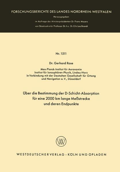 Produktbild: &Uuml;ber die Bestimmung der D-Schicht-Absorption f&uuml;r eine 2000 km lange Me&szlig;strecke und deren Endpunkte