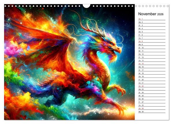 Produktbild: Mythische Wesen - Fabelwesen im Farbenrausch: Ein buntes Spektakel (Wandkalender 2026 DIN A3 quer), CALVENDO Monatskalender