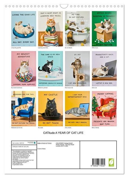 Produktbild: CATitude A YEAR OF CAT LIFE (Wall Calendar 2027 DIN A3 portrait), CALVENDO 12 Month Wall Calendar