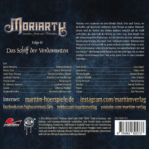 Produktbild: Moriarty - Das Schiff der Verdammten, 1 Audio-CD