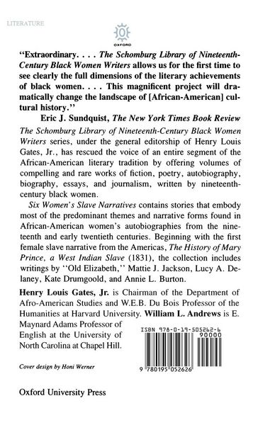 Produktbild: Six Women's Slave Narratives