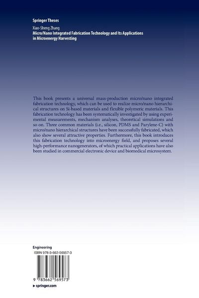 Produktbild: Micro/Nano Integrated Fabrication Technology and Its Applications in Microenergy Harvesting
