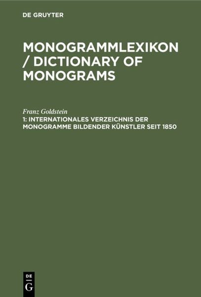 Produktbild: Internationales Verzeichnis der Monogramme bildender K&uuml;nstler seit 1850