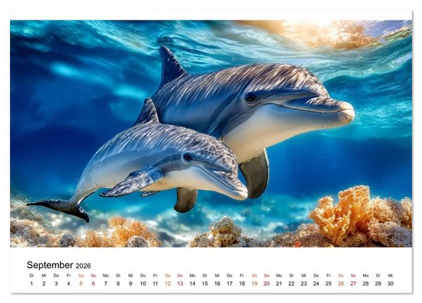 Produktbild: Delfine - ein Jahr voller Meer (Tischkalender 2026 DIN A5 quer), CALVENDO Monatskalender