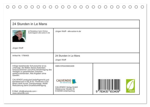 Produktbild: 24 Stunden in Le Mans (Tischkalender 2025 DIN A5 quer), CALVENDO Monatskalender