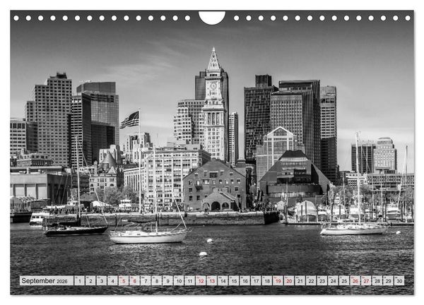 Produktbild: BOSTON Monochrome Stadtansichten (Wandkalender 2026 DIN A4 quer), CALVENDO Monatskalender