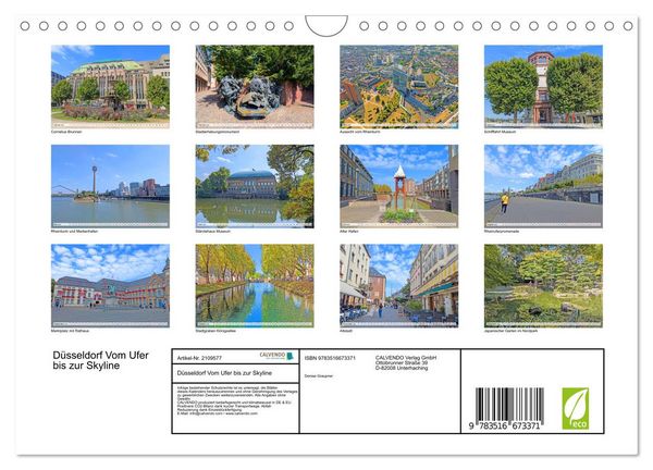 Produktbild: D&uuml;sseldorf Vom Ufer bis zur Skyline (Wandkalender 2026 DIN A4 quer), CALVENDO Monatskalender