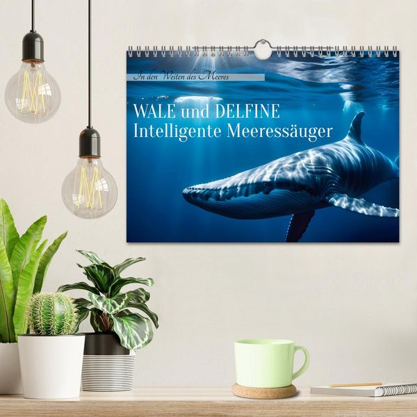 Produktbild: Wale und Delfine - Intelligente Meeress&auml;uger (Wandkalender 2026 DIN A4 quer), CALVENDO Monatskalender