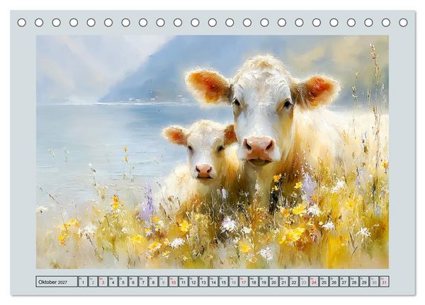 Produktbild: K&uuml;he und K&auml;lber. L&auml;ndliche Idylle (Tischkalender 2027 DIN A5 quer), CALVENDO Monatskalender