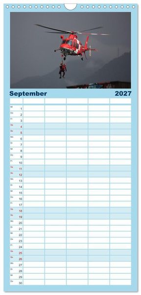 Produktbild: Familienplaner 2027 - Helikopter in der Luft mit 5 Spalten (Wandkalender, 21 x 45 cm) CALVENDO