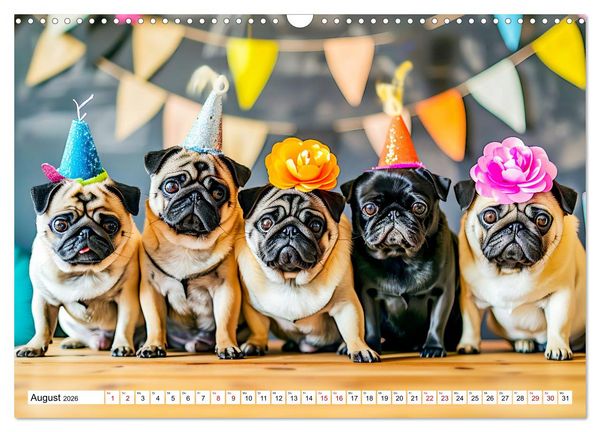 Produktbild: Mops-Mania - Der Spa&szlig;kalender f&uuml;r Mops-Fans (Wandkalender 2026 DIN A3 quer), CALVENDO Monatskalender