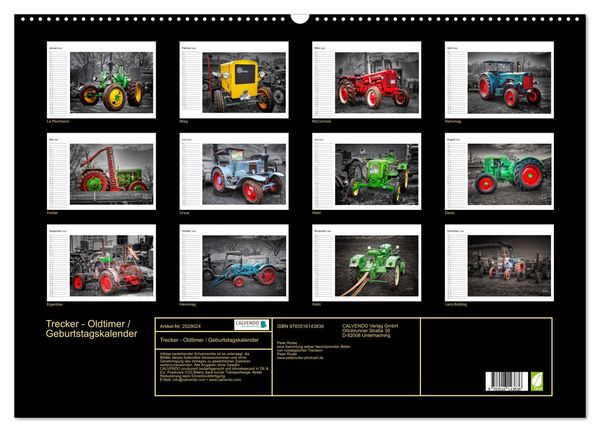 Produktbild: Trecker - Oldtimer / Geburtstagskalender (Wandkalender 2026 DIN A2 quer), CALVENDO Monatskalender