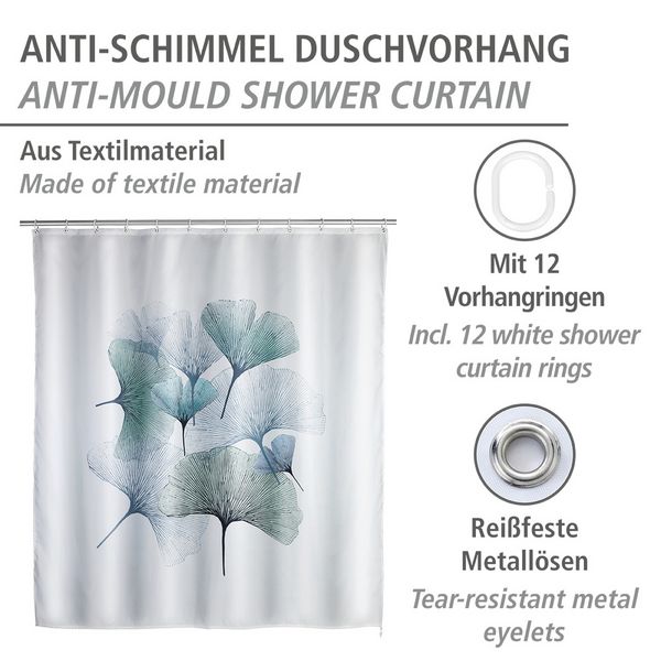 Produktbild: Anti-Schimmel Duschvorhang Mod. Ginkgo, antibakteriell beschichtet