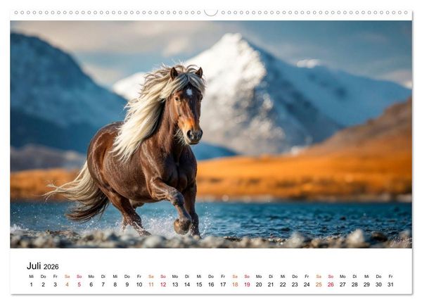 Produktbild: Islandpferde - Freiheit im Blick (hochwertiger Premium Wandkalender 2026 DIN A2 quer), Kunstdruck in Hochglanz