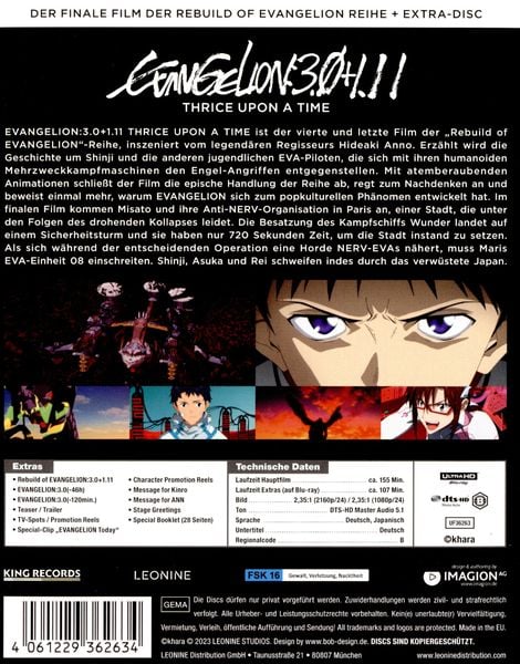 Produktbild: Evangelion: 3.0+1.11 Thrice Upon a Time - Mediabook - Special Edition (2 4K Ultra HDs) (+ Blu-ray)