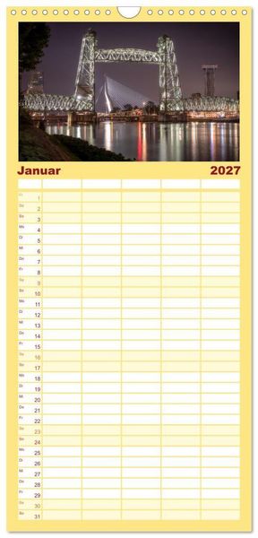 Produktbild: Familienplaner 2027 - Rotterdam - Die heimliche Hauptstadt der Niederlande mit 5 Spalten (Wandkalender, 21 x 45 cm) CALVENDO