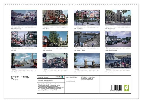 Produktbild: London - Vintage Views (hochwertiger Premium Wandkalender 2026 DIN A2 quer), Kunstdruck in Hochglanz