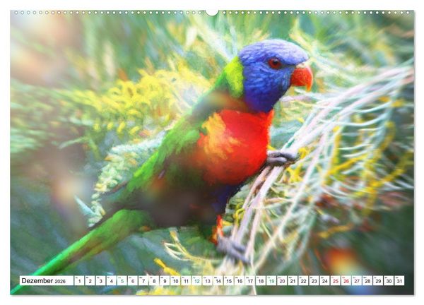 Produktbild: Papageien und Sittiche - Kunstbilder (hochwertiger Premium Wandkalender 2026 DIN A2 quer), Kunstdruck in Hochglanz