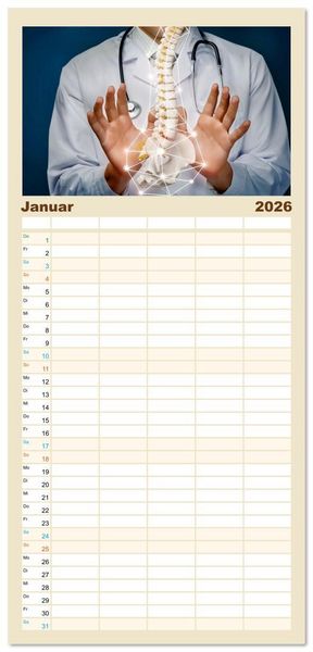 Produktbild: Familienplaner 2026 - Chiropraktik - mit den H&auml;nden behandeln mit 5 Spalten (Wandkalender, 21 x 45 cm) CALVENDO