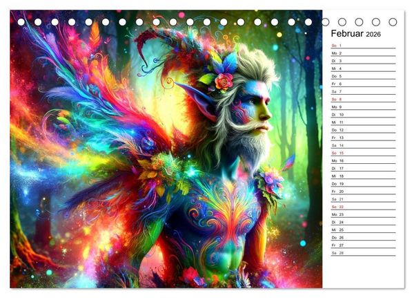 Produktbild: Mythische Wesen - Fabelwesen im Farbenrausch: Ein buntes Spektakel (Tischkalender 2026 DIN A5 quer), CALVENDO Monatskalender