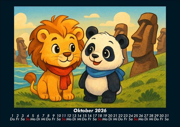 Produktbild: Buschi und Pippin - Reise zu den Weltwundern 2026 Fotokalender DIN A5