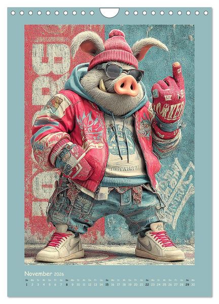 Produktbild: Street Hogz. Charakterschweine mit Haltung (Wandkalender 2026 DIN A4 hoch), CALVENDO Monatskalender