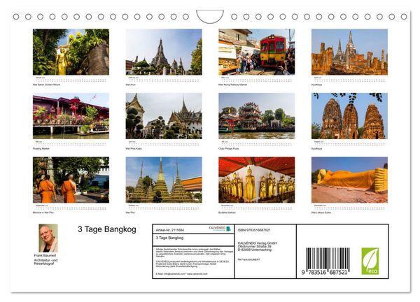 Produktbild: 3 Tage Bangkog (Wandkalender 2026 DIN A4 quer), CALVENDO Monatskalender