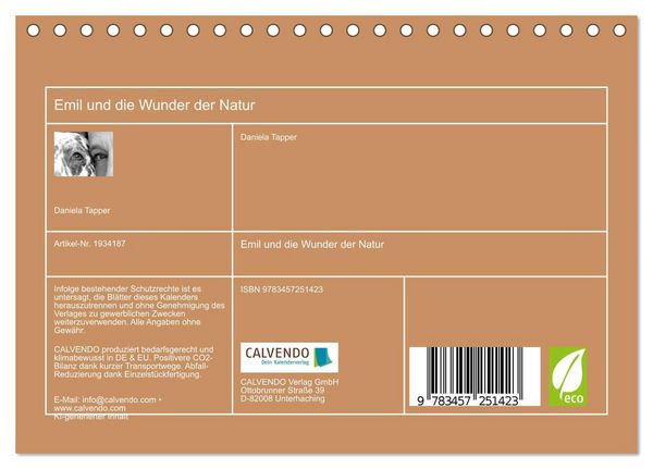 Produktbild: Emil und die Wunder der Natur (Tischkalender 2026 DIN A5 quer), CALVENDO Monatskalender