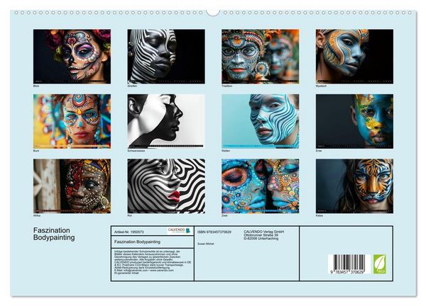 Produktbild: Faszination Bodypainting (hochwertiger Premium Wandkalender 2026 DIN A2 quer), Kunstdruck in Hochglanz
