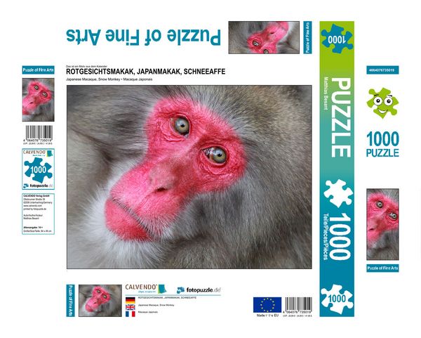 Produktbild: CALVENDO Puzzle ROTGESICHTSMAKAK, JAPANMAKAK, SCHNEEAFFE | 1000 Teile Lege-Gr&ouml;&szlig;e 64 &times; 48 cm Foto-Puzzle f&uuml;r gl&uuml;ckliche Stunden