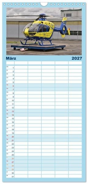 Produktbild: Familienplaner 2027 - Die beeindruckende Welt der Hubschrauber mit 5 Spalten (Wandkalender, 21 x 45 cm) CALVENDO