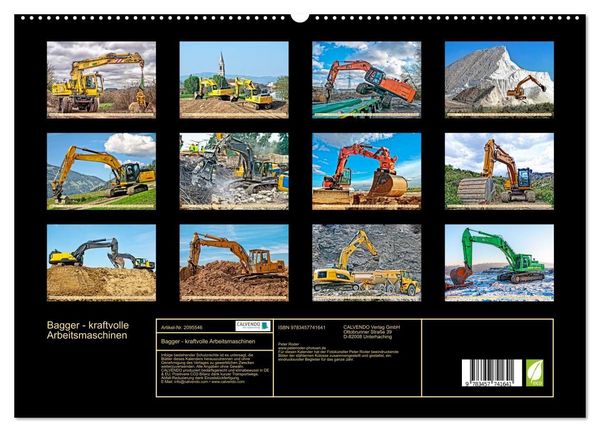Produktbild: Bagger - kraftvolle Arbeitsmaschinen (hochwertiger Premium Wandkalender 2026 DIN A2 quer), Kunstdruck in Hochglanz