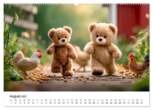 Produktbild: Teddyb&auml;ren - im Doppelpack durchs Jahr (hochwertiger Premium Wandkalender 2027 DIN A2 quer), Kunstdruck in Hochglanz