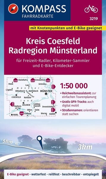Produktbild: KOMPASS Fahrradkarte 3219 Kreis Coesfeld - Radregion M&uuml;nsterland mit Knotenpunkten 1:50.000