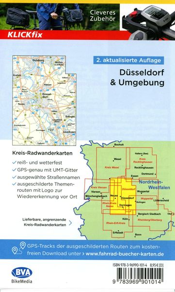 Produktbild: BVA Radwanderkarte D&uuml;sseldorf & Umgebung mit Knotenpunkten der RadRegionRheinland 1:50.000
