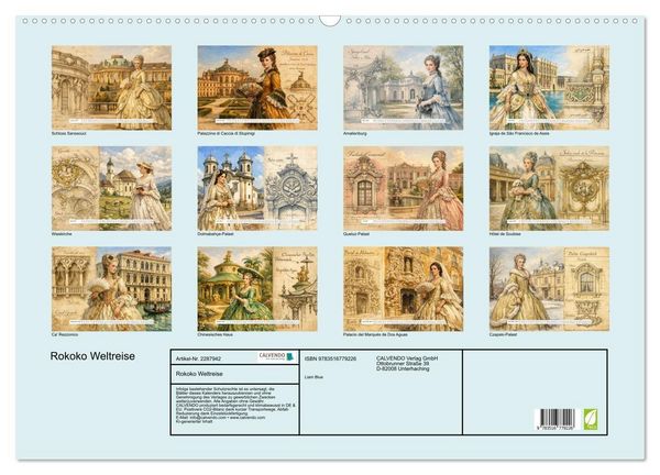 Produktbild: Rokoko Weltreise (Wandkalender 2027 DIN A2 quer), CALVENDO Monatskalender