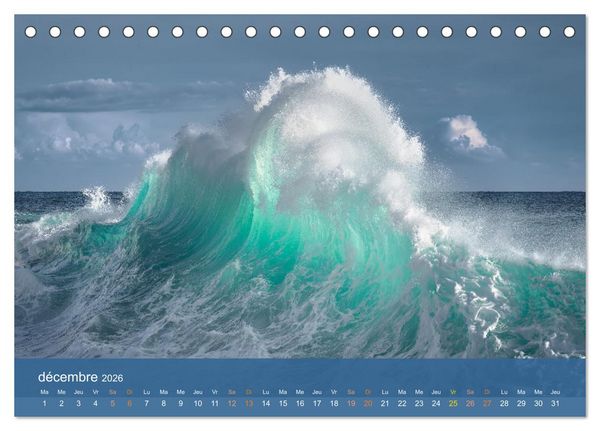 Produktbild: Temp&ecirc;tes c&ocirc;ti&egrave;res - La puissance brute des vagues (Calendrier de bureau 2026 DIN A5 vertical), CALVENDO calendrier mensuel