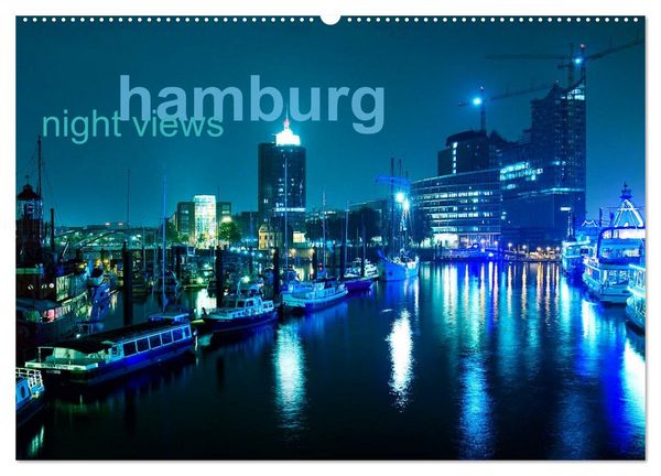 Produktbild: hamburg - night views (Wandkalender 2026 DIN A2 quer), CALVENDO Monatskalender