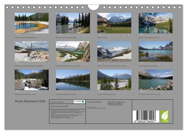 Produktbild: Rocky Mountains 2026 (Wandkalender 2026 DIN A4 quer), CALVENDO Monatskalender