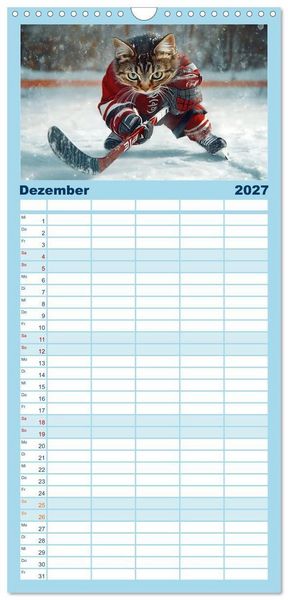 Produktbild: Familienplaner 2027 - Lustige Sportarten f&uuml;r Katzen mit 5 Spalten (Wandkalender, 21 x 45 cm) CALVENDO