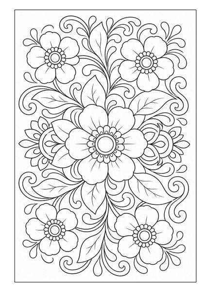 Produktbild: Mandala Blumen Malbuch f&uuml;r Erwachsene mit 100 floralen Ausmalmotiven