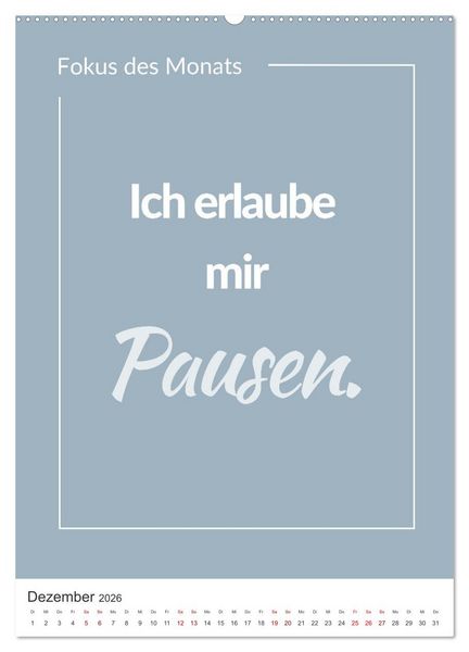 Produktbild: Achtsamkeitskalender: Mehr Achtsamkeit im Alltag mit dem Fokus des Monats (Wandkalender 2026 DIN A2 hoch), CALVENDO Monatskalender