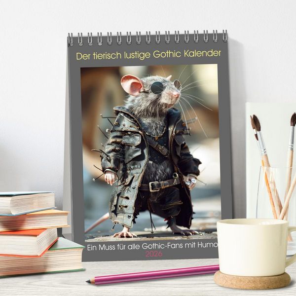 Produktbild: Der tierisch lustige Gothic Kalender (Tischkalender 2026 DIN A5 hoch), CALVENDO Monatskalender