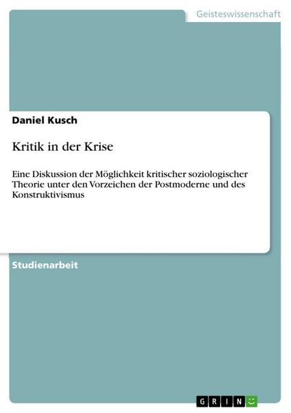 Produktbild: Kritik in der Krise