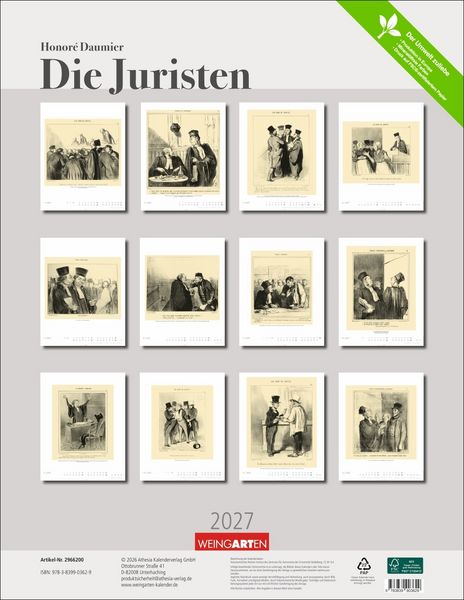 Produktbild: Honor&eacute; Daumier: Die Juristen Kalender 2027